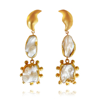 Culturesse Lilou Artisan 24K Pearl Drop Earrings (Imperfect No. 5)