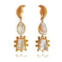 Culturesse Lilou Artisan 24K Pearl Drop Earrings (Imperfect No. 6)