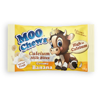 Moo Chews Creamy Banana Calcium Milk Bites Healthy Kids Snack Pack 18gm