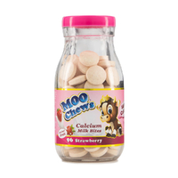 Moo Chews Strawberry Calcium Milk Bites Healthy Kids Snacks Jar 96
