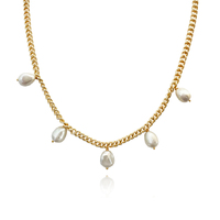 Culturesse Armenia 14K Gold Filled Pearl Chain Necklace 