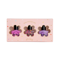 Oh Flossy Childrens Kids 3 Piece Plant Based Nail Polish Set Pink Violet Glitter