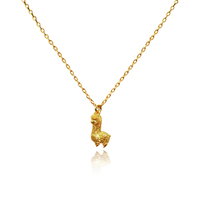 Culturesse Dainty Alpaca Pendant Necklace - Gold
