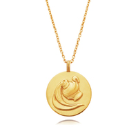 Culturesse She Is Aquarius Artisan 24K Gold Zodiac Pendant Necklace