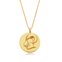 Culturesse She Is Aries Artisan 24K Gold Zodiac Pendant Necklace