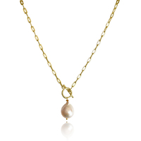 Culturesse Rosa 14K Gold Filled Baroque Pearl Toggle Chain Necklace 