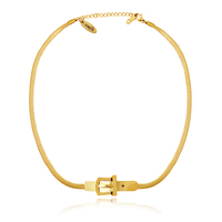 Culturesse Hallie Buckled Snake Chain Necklace (Gold)