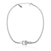 Culturesse Hallie Buckled Snake Chain Necklace (Silver)