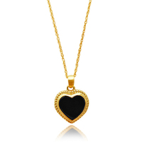 Culturesse Fabienne Black Onyx Heart Pendant Necklace