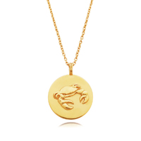 Culturesse She Is Cancer Artisan 24K Gold Zodiac Pendant Necklace