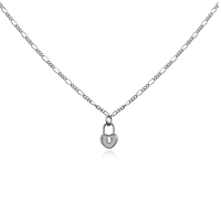 Culturesse Essie Fine Heart Padlock Pendant Necklace (Silver)