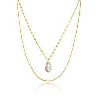 Culturesse Gwyn Layered Pearl Pendant Necklace 