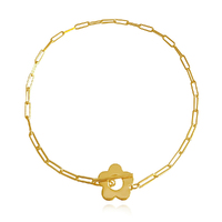 Culturesse Lamea Flower Toggle Link Chain Choker Necklace