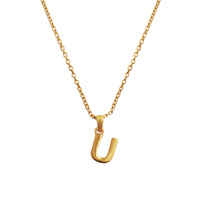 Culturesse 24K Gold Filled Initial U Pendant Necklace