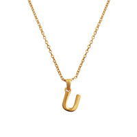 Culturesse 24K Gold Filled Initial U Pendant Necklace