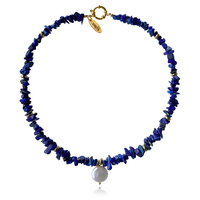 Culturesse Anaise Natural Lapis Lazuli Pearl Pendant Necklace