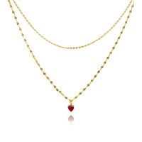 Culturesse Lorabelle French Dual Chain Heart Pendant Necklace 