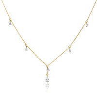 Culturesse Brita Dainty Teardrop Diamante Necklace (Gold)