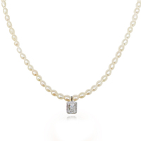 Culturesse Alaire Austrian Zircon Freshwater Pearl Necklace (Silver)