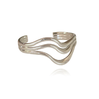 Culturesse Selene Artisan Lining Open Ring (Silver)