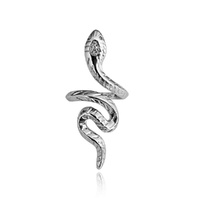Culturesse Blythia Sculptural Serpent Open Ring (Silver)