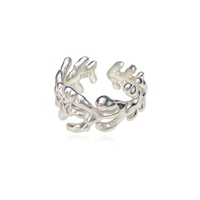 Culturesse Coral Art Deco Open Ring (Silver)