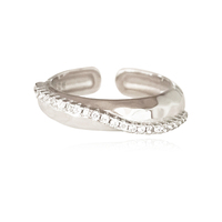 Culturesse Astre Artisan Diamante Wave Open Ring (Silver)