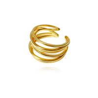 Culturesse Viana Artisan Line Stack Open Ring (Gold)