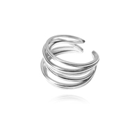 Culturesse Viana Artisan Line Stack Open Ring (Silver)