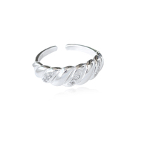 Culturesse Lenette Silver Twisted Open Ring