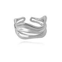 Culturesse Elenor Artsy Silver Lining Open Ring (Silver)