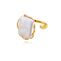 Culturesse Lorenza Gold Filled Pearl Open Ring
