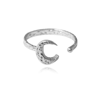 Culturesse Chandra Artisan Crescent Moon Open Ring (Silver)