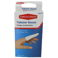 Surgical Basics Tubular Gauze Rolls and Rubber Finger cots. 8 pieces