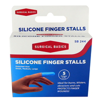 Surgical Basics Silicone Finger Stalls Cots Heat Proof Non Slip (5 in pack)