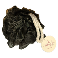 Simply For Me Medium Black Bath Shower Mesh Sponge Ball Scrubber