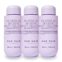 NAK Signature Platinum Blonde Anti - Yellow Shampoo 350ml Pack of 3