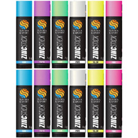 Sun Sea and Sport Zinc Stick 12 Pack 6g Assorted Colours for Outdoor Use