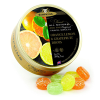 Simpkins Orange Lemon and Grapefruit Drops 200g Tin Sweets Candy Lollies