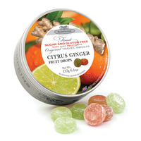 Simpkins Sugar Free Citrus & Ginger Fruit Drops 175g Tin Sweets Candy Lollies