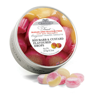 Simpkins Sugar Free Rhubarb & Custard Drops 175g Tin Sweets Candy Lollies