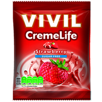 Vivil Sugar Free Creme Life Strawberry Candy Sweets 60gm