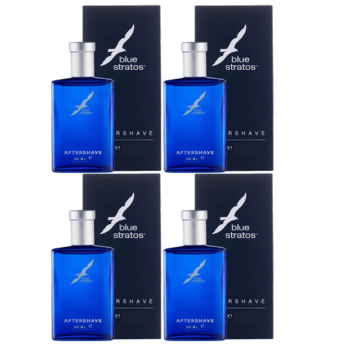 Blue Stratos Aftershave Lotion 50ml Pack of 4 Original Fragrance