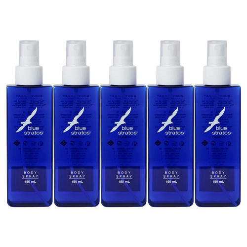 Blue Stratos 150ml Body Spray 5 Pack Classic Men Deodorant Fragrance