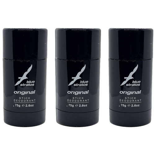 Blue Stratos Deodorant Stick 75g 3 Pack Long Lasting Freshness for Men