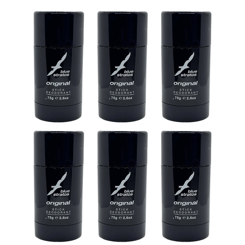 Blue Stratos 75g Deodorant Stick 6 Pack Long Lasting Fragrance Set