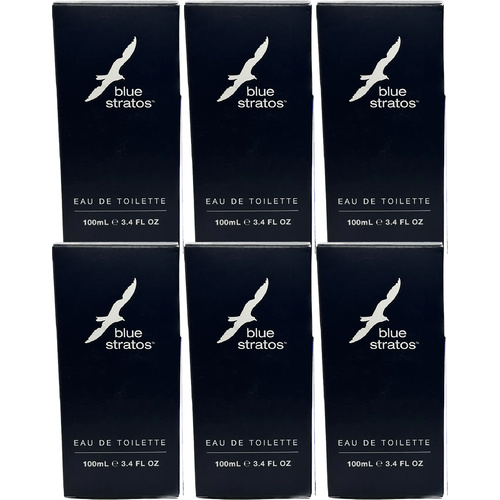 Blue Stratos EDT 100ml 6 Pack Mens Fragrance Set Classic Fresh Cologne
