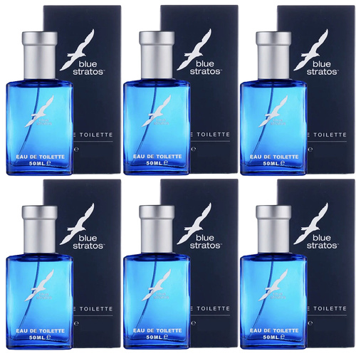Blue Stratos Eau De Toilette 50ml Men Fresh Long Lasting Pack of 6