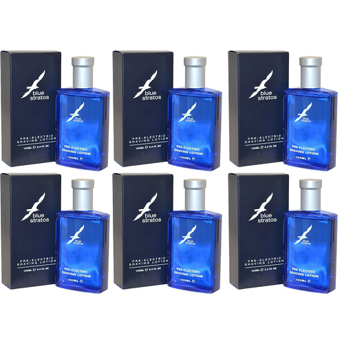 Blue Stratos Pre Electric After Shave Lotion 6 Pack 100ml Cooling Shave Prep