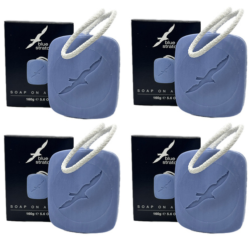 Blue Stratos Soap on a Rope 160g 4 Pack Lime Bergamot Scent